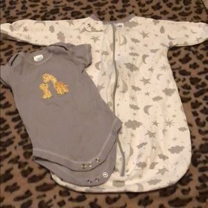 Onesie and a wearable blanket newborn